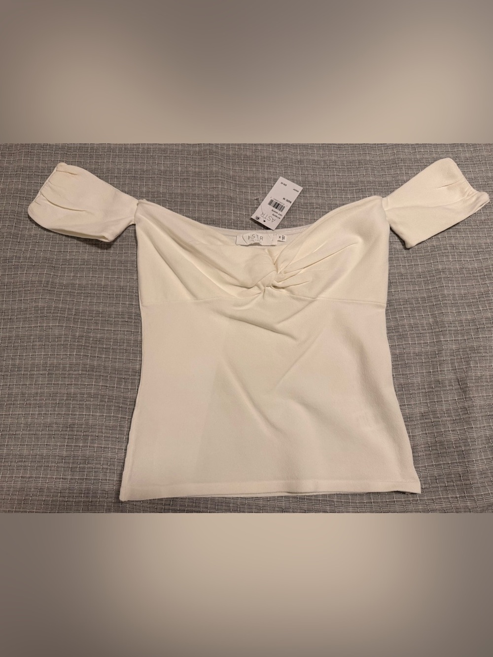 Astr Ivory Off-Shoulder Twist Front Top